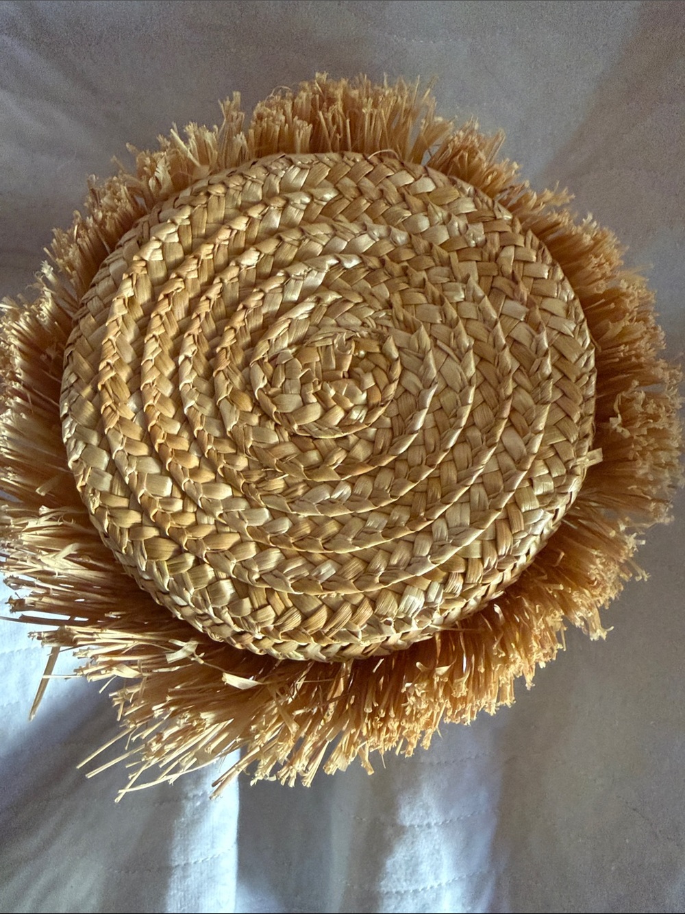 Pearl-Trim Straw Fringe Mini Bag - Natural - Picture 4 of 4